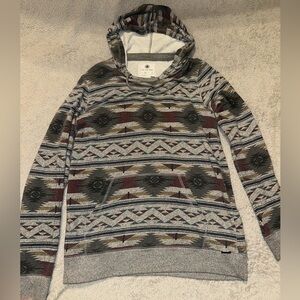 on the byas Men's Hooded Pullover Sweatshirt - Grey, Burgundy, Olive Pattern